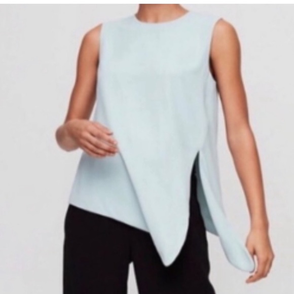 Aritzia Babaton Pale Blue Hopkins Sleeveless Tie Blouse Size Small - Picture 3 of 12
